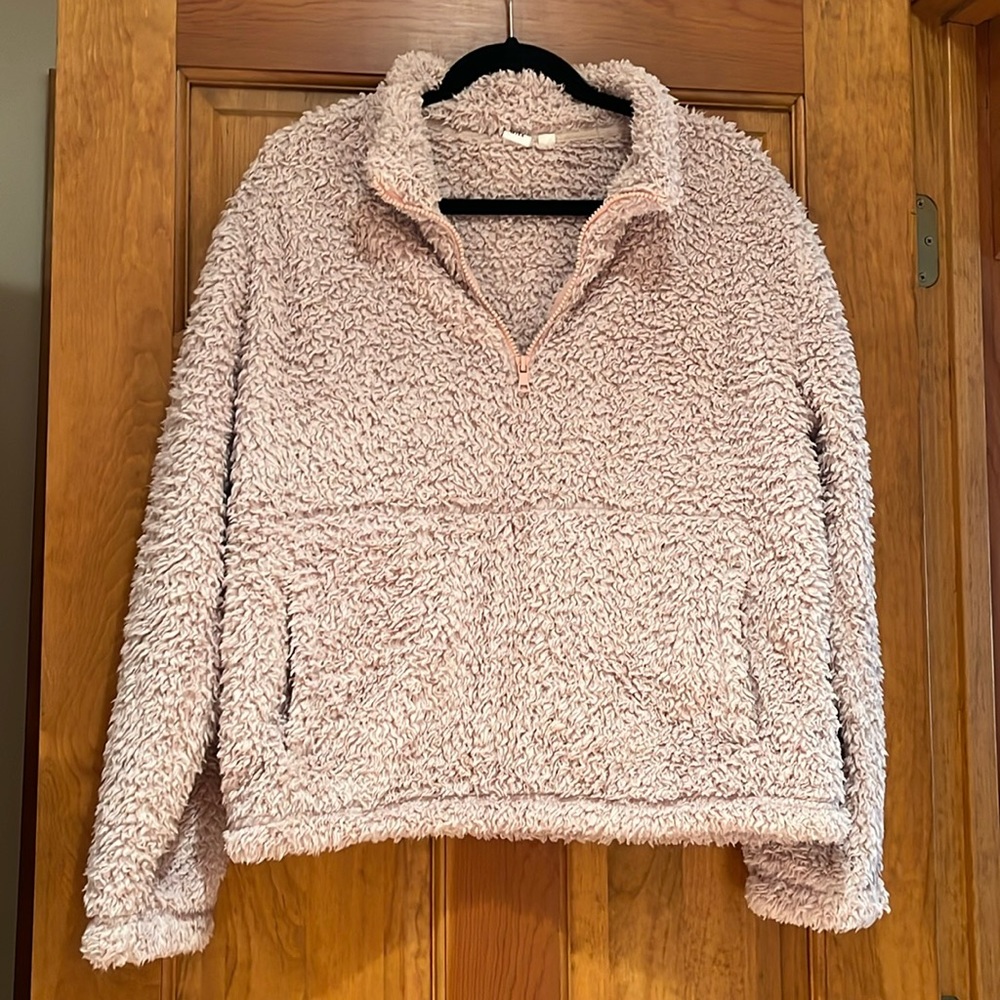 Gap Light Pink Sherpa Sweatshirt with half zip & pocket